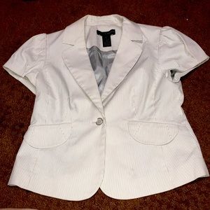 Blazer Womens 6P petite gray pin striped